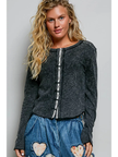 Vintage Solid Metal Button Down Thermal Top