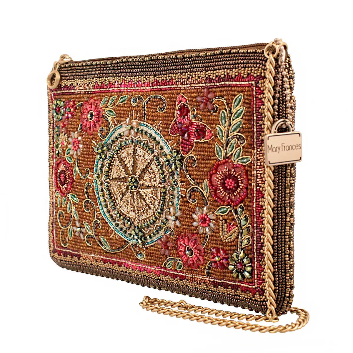 Time Traveler Rose Vent Gold and Pink Beaded Mini Crossbody