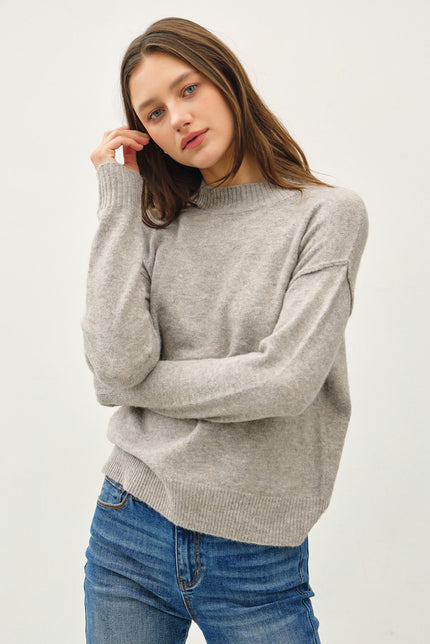 Cozy Drop Shoulder Rib Detail Sweater Mocha