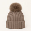 Wool Blend Ribbed Knit Pom Beanie