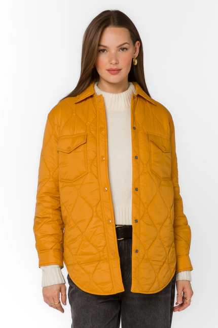 Eleanor LS Puffer Shirt jacket Butter Scotch front