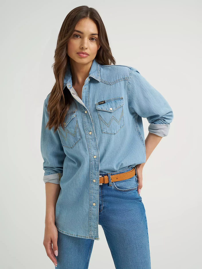 Wrangler Boyfriend Denim Shirt front