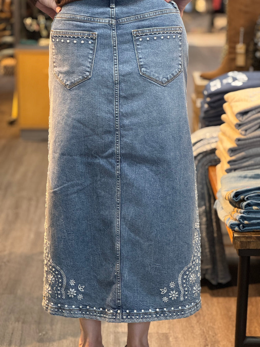 Spring Snow Denim Skirt back