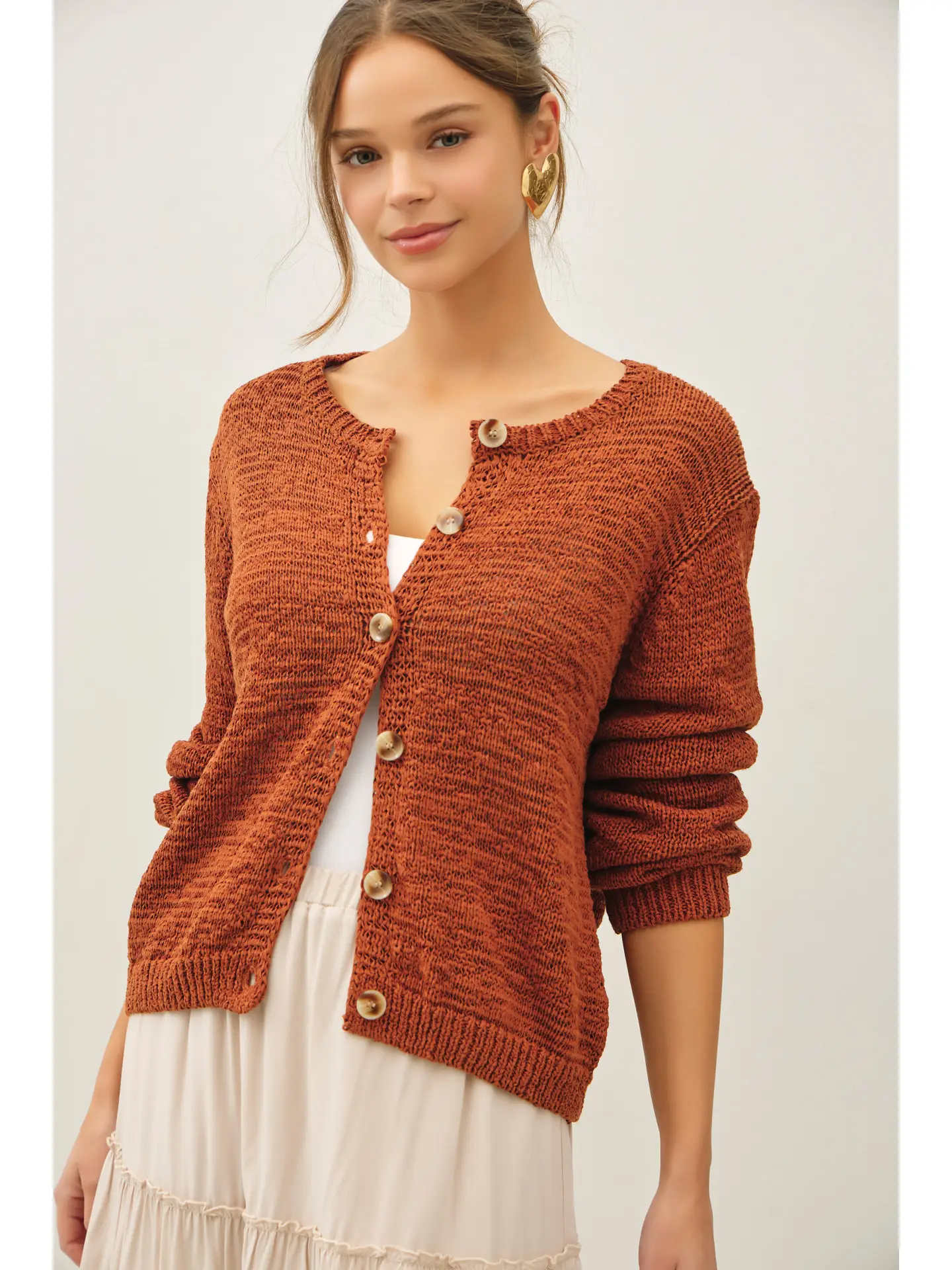 Volume Cuff Slubbed Cardigan