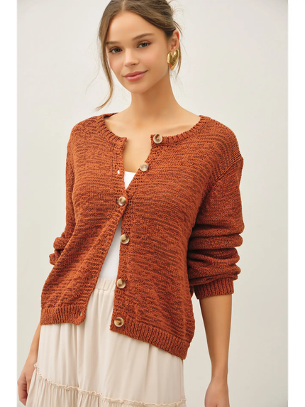 Volume Cuff Slubbed Cardigan