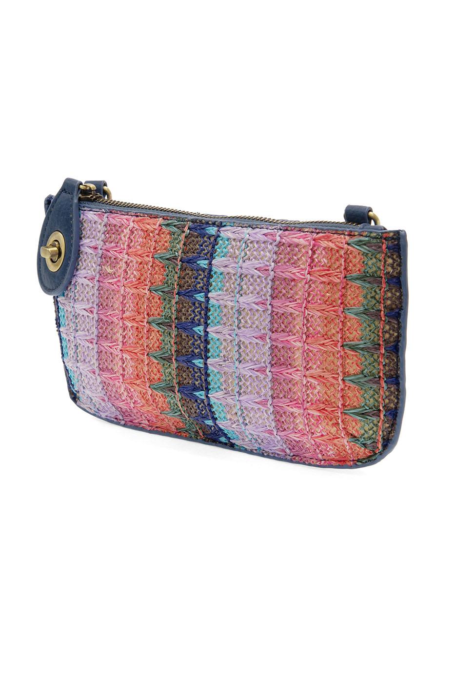 Straw Mini Wristlet Crossbody Clutch deep multi