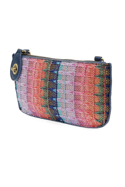 Straw Mini Wristlet Crossbody Clutch deep multi
