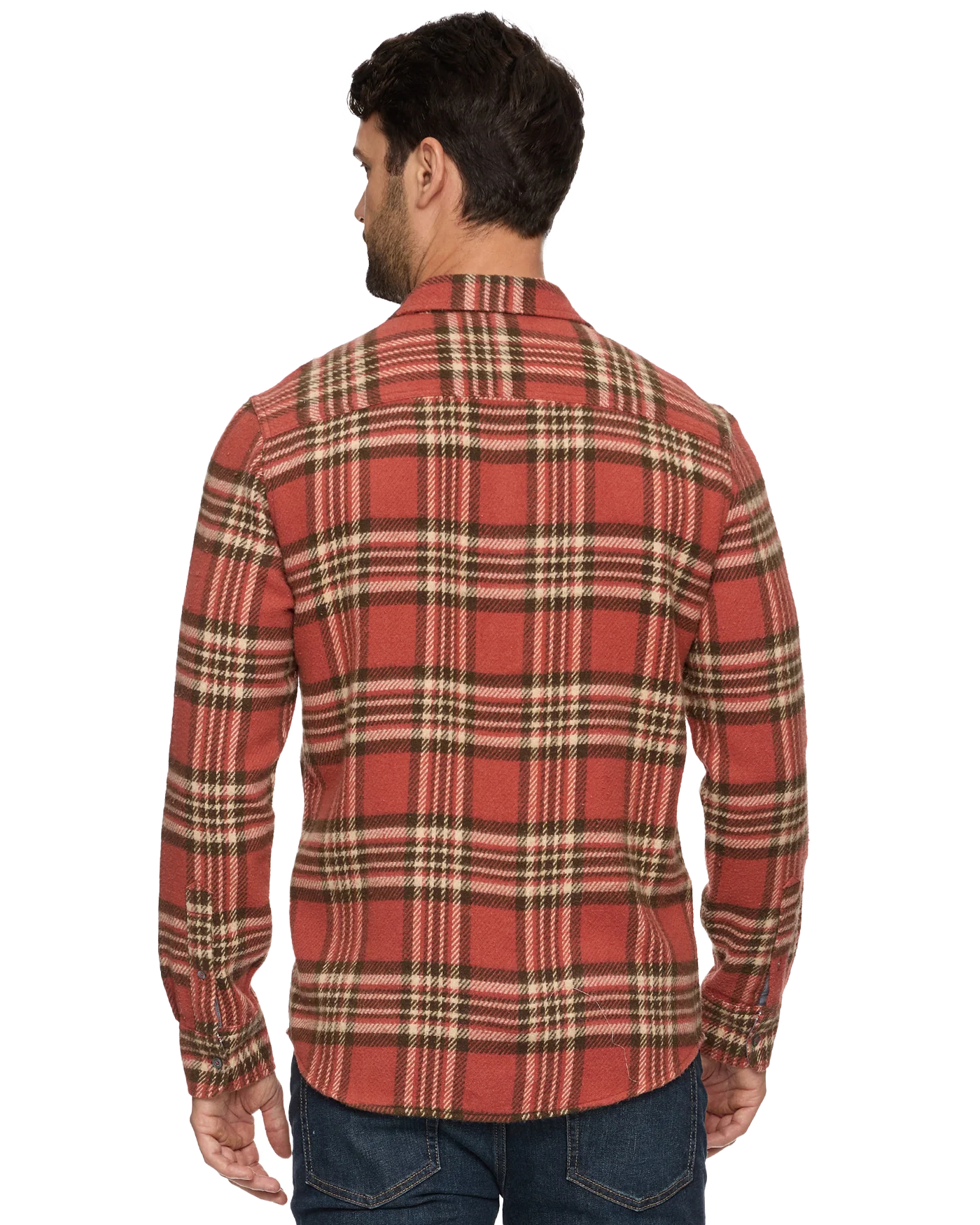 SEABROOK LS VINTAGE WASH FLANNEL SHIRT back brick/brown