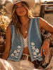 Sierra Bloom Embroidered Vest medium wash-front