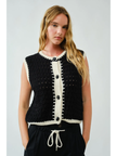 PULLOVER LARGE BUTTON KNIT VEST TOP front