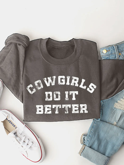 Cowgirls Do It Better Fleece Sweatshirt charcoal front