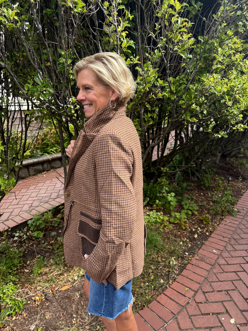 Giselle Wool Blend Suede Contrast Blazer