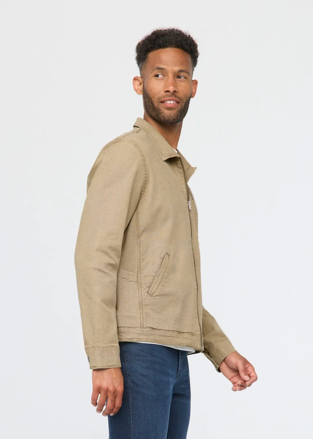 Men's Stretch Canvas Utility Jacket tan-side