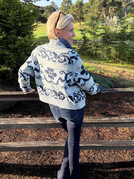 Fun Pattern Zip Cardigan back/side