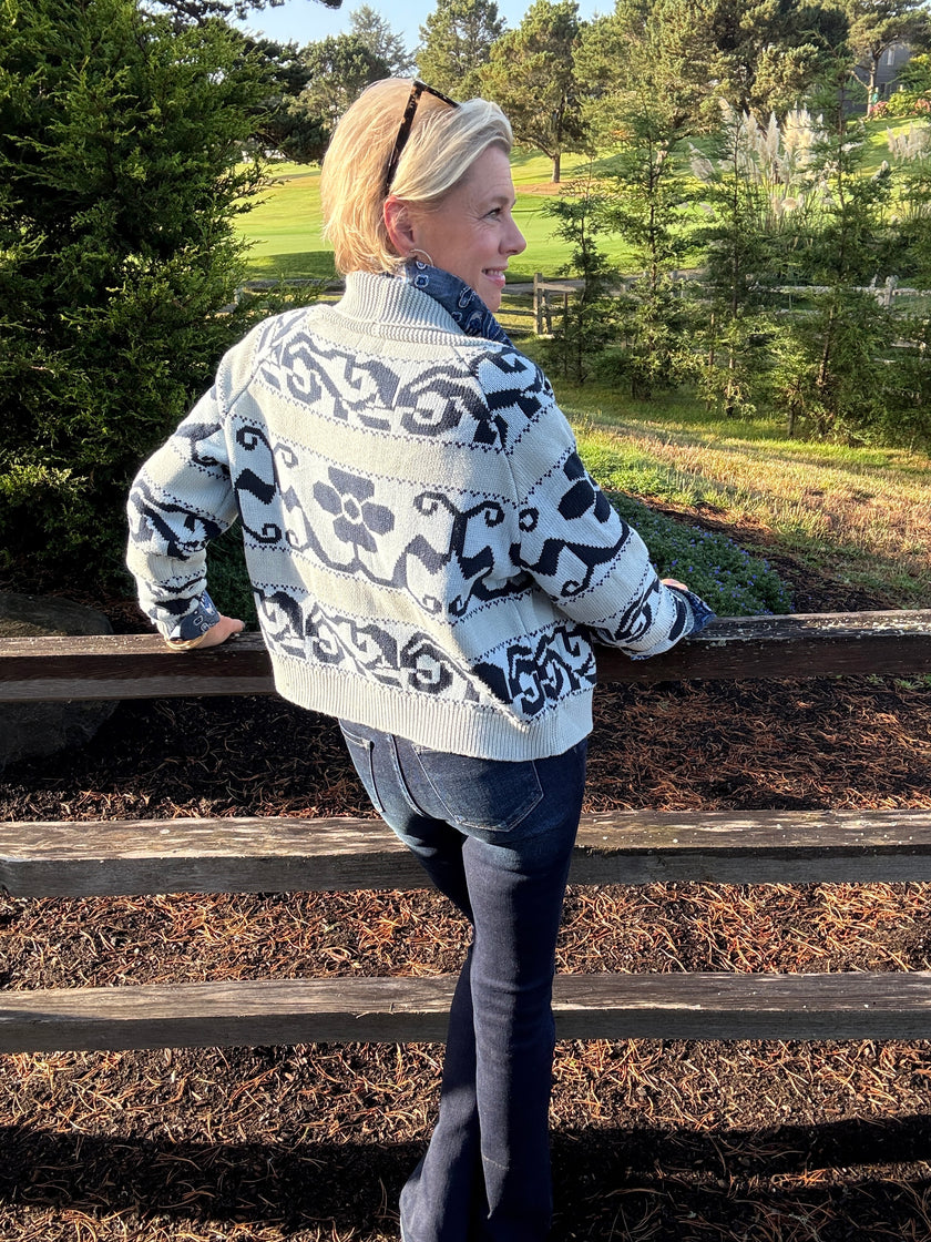 Fun Pattern Zip Cardigan back/side