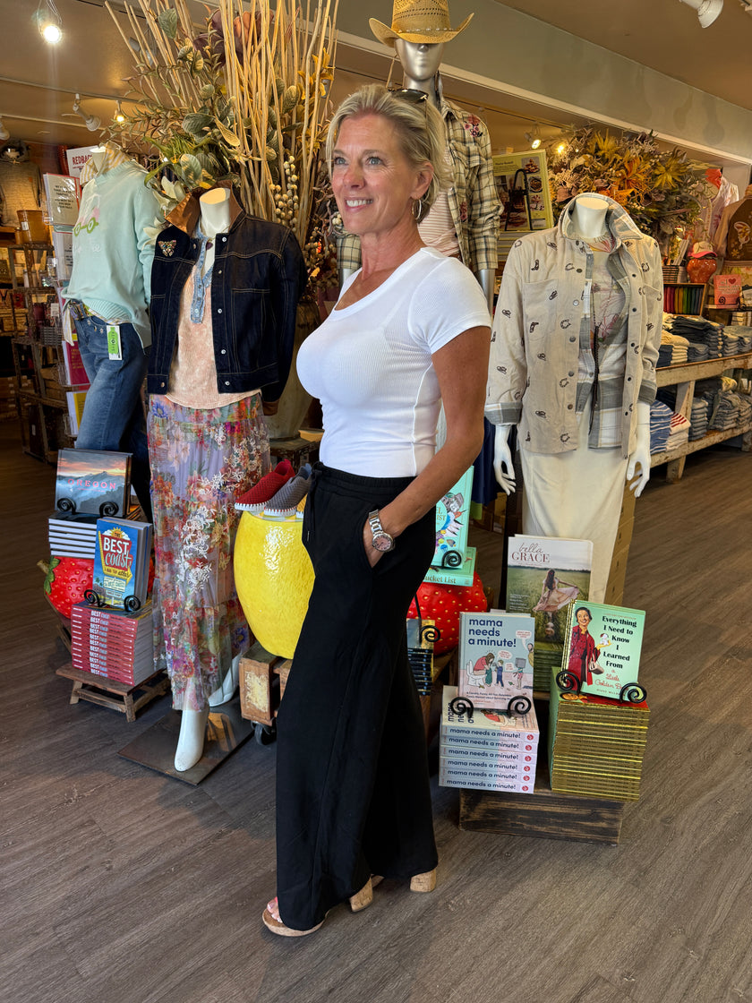 Brushed Jersey Long Lounge Pants black side