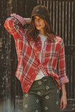 Oversized Plaid Cotton Button-Down Shirt
