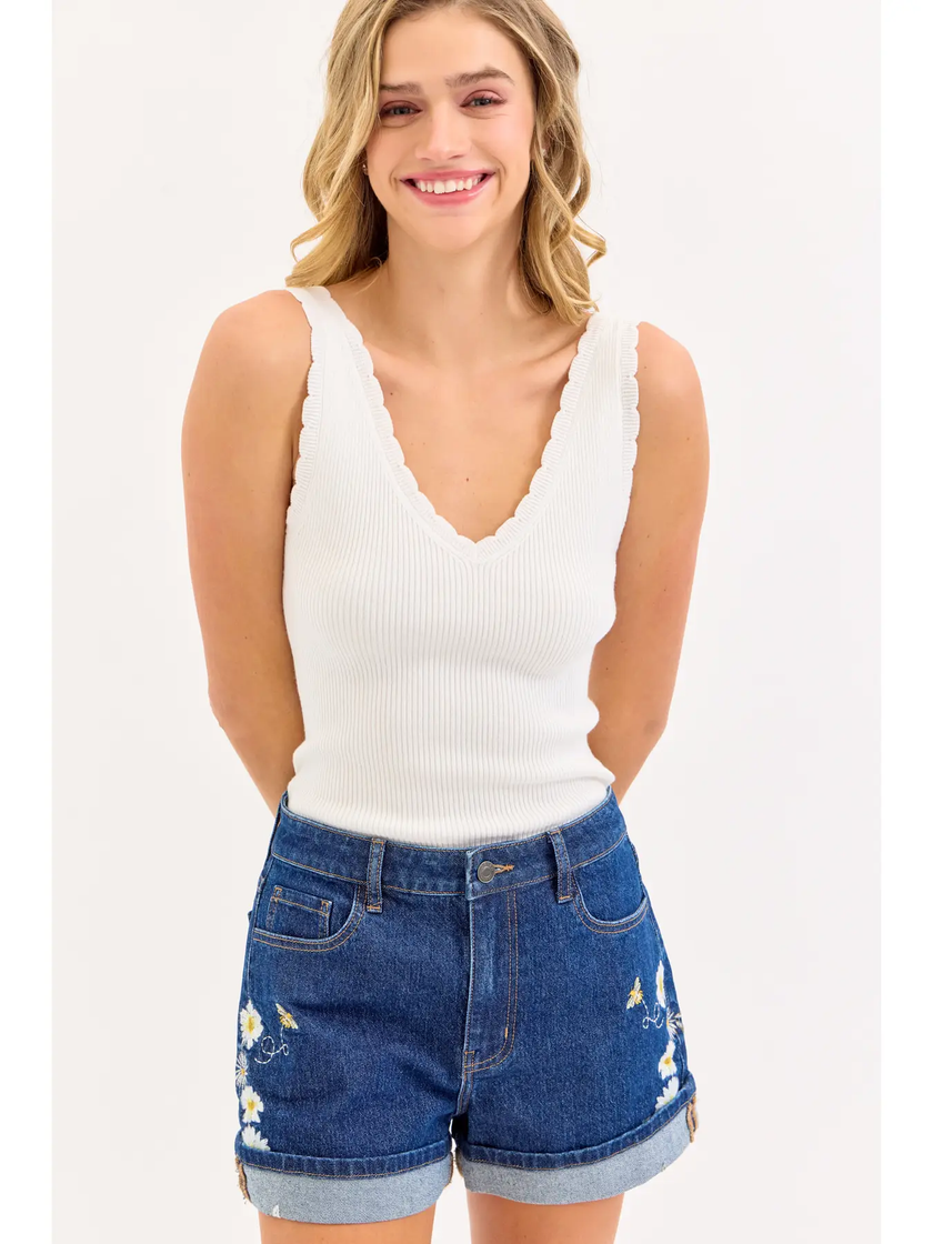 Honey Bee High Rise Shorts-front