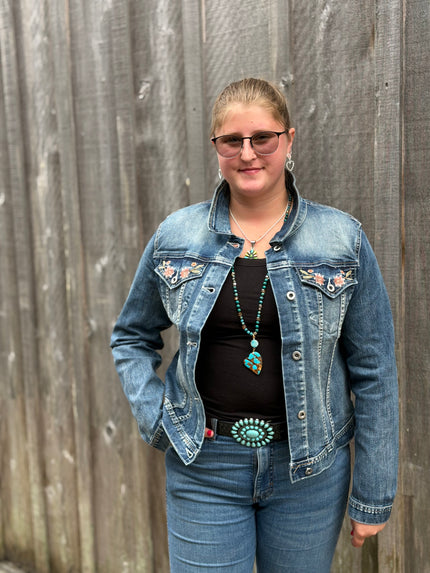 Floral Embroidered Denim Jacket