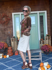 ANTIQUE GOLD RUFFLE NECK VELVET SHIRT