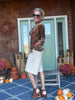 ANTIQUE GOLD RUFFLE NECK VELVET SHIRT