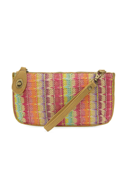 Straw Mini Wristlet Crossbody Clutch bright multi