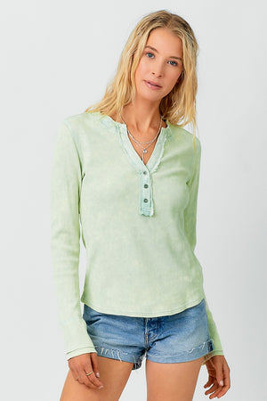 Piper Washed Thermal Henley Top Pistachio