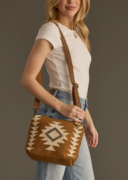 Camel, Cream & Gray Aztec Crossbody