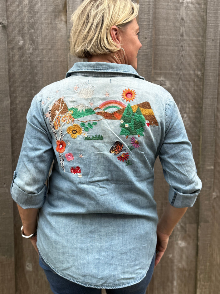 Happy Place Shirt Denim  back
