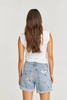 Driftwood Frankie Fray Cuffed Short model back with white shirt