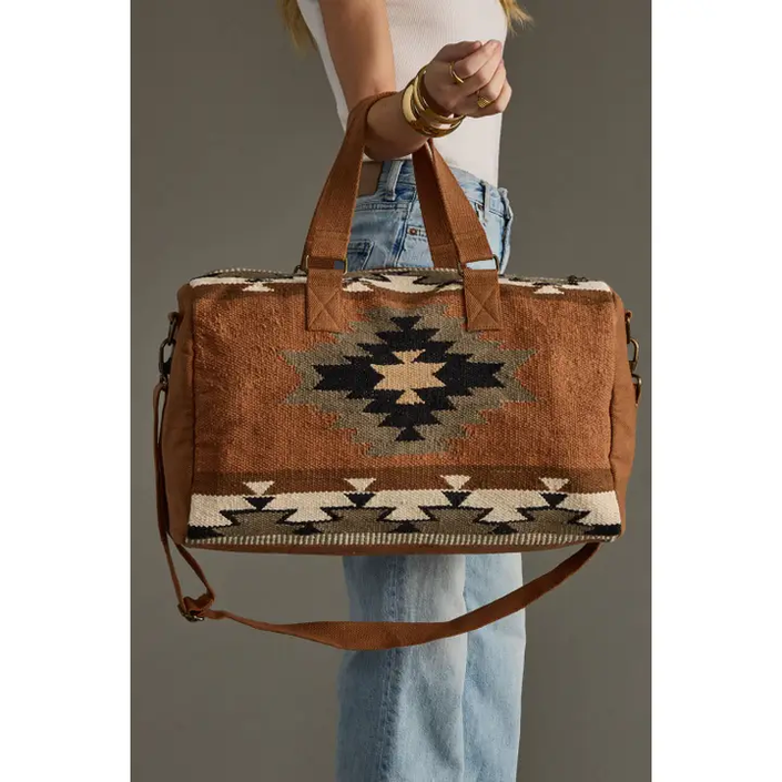Rust, Olive & Cream Aztec Duffle