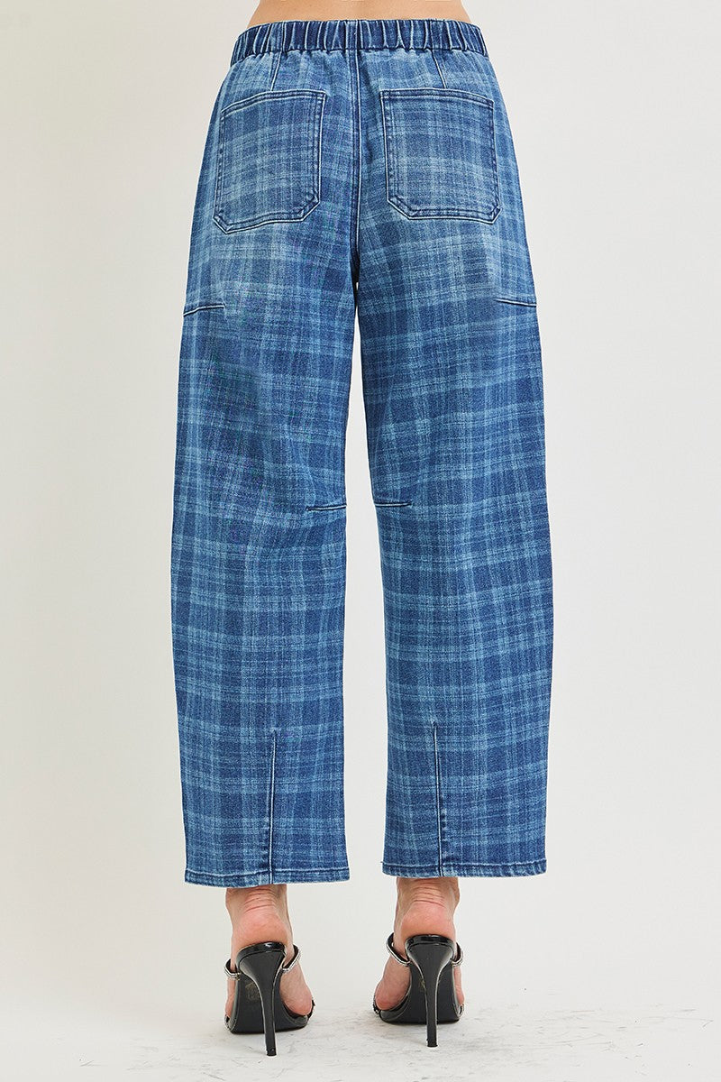 Slouchy Barrel Plaid Jeans, med plaid-back