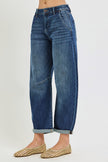 Slouchy Crop Barrel Cuffed Jeans-Stretchy