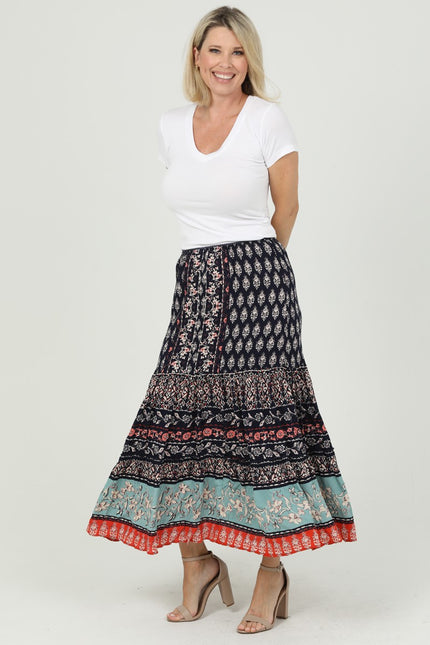 Harmony Smocked Waist Maxi Skirt front