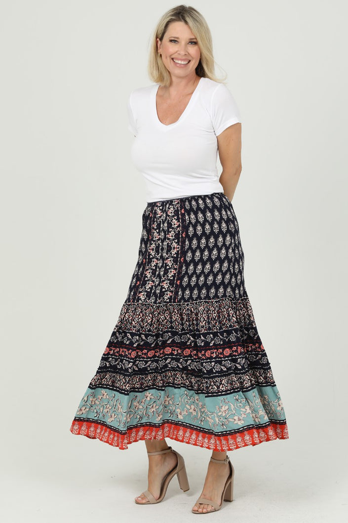 Harmony Smocked Waist Maxi Skirt front