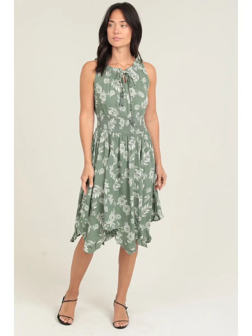 Floral Print Tank Dress with Elastic Waist