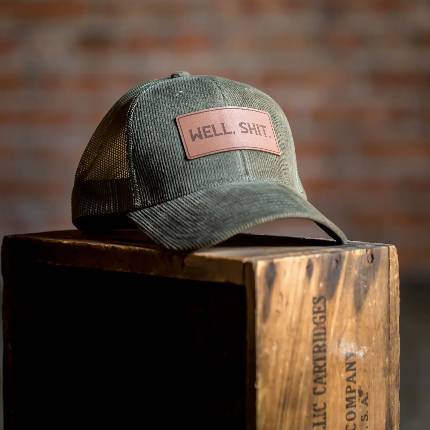 Well Sh*t Hat Trucker Cord Hat Green