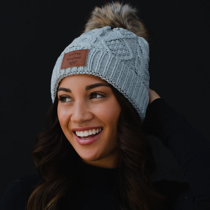 Gray Pom Hat w/ Coffee Weather Patch