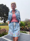 Floral Chain Tied Skirt Pure Denim