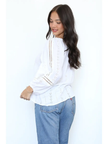 Birdy VNeck LS Top Q A Tie Waist, white-front