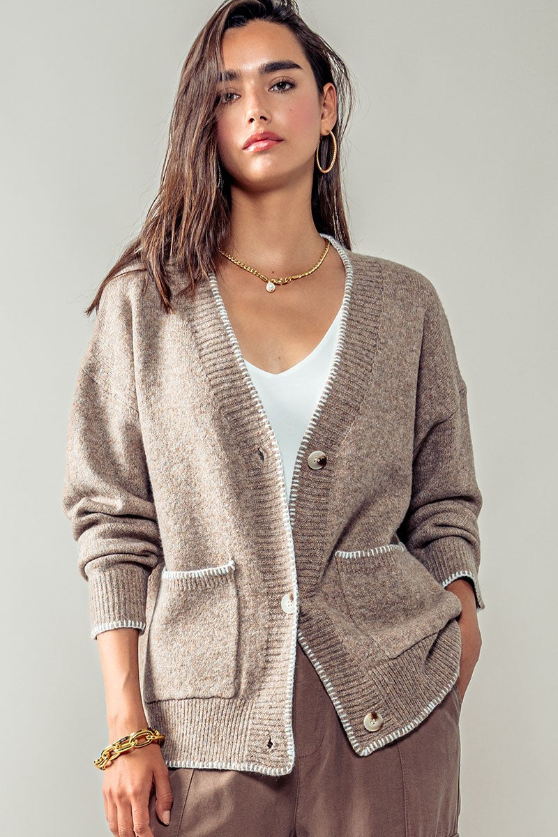 Sandra Stitched Edge Knit Cardigan