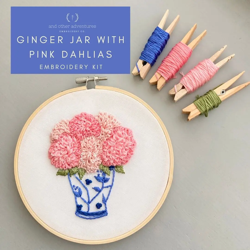 Ginger Jar with Pink Dahlias