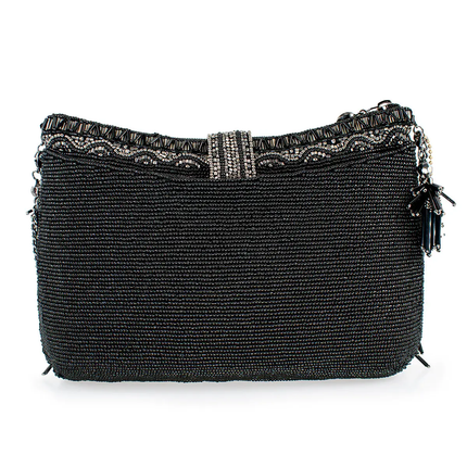 Shimmy, Black Fringe Beaded Crossbody Handbag