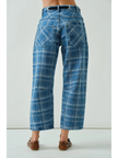 Plaid Semi Barrel Jeans W Belt