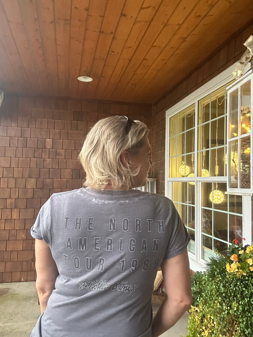 Recycled Karma The Rolling Stones Burn Out Tee | Steel Grey back
