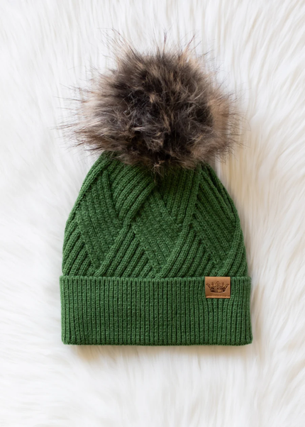 Green Decorative Knit Pom Hat