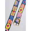 Handcrafted Embroidered Belts - One Size, indigo multi-front