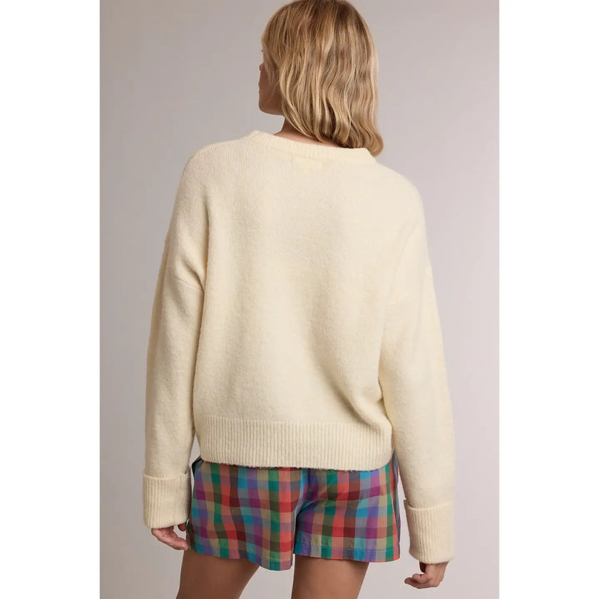 Relaxed Crewneck Soft Knit Sweater - Banana Milk