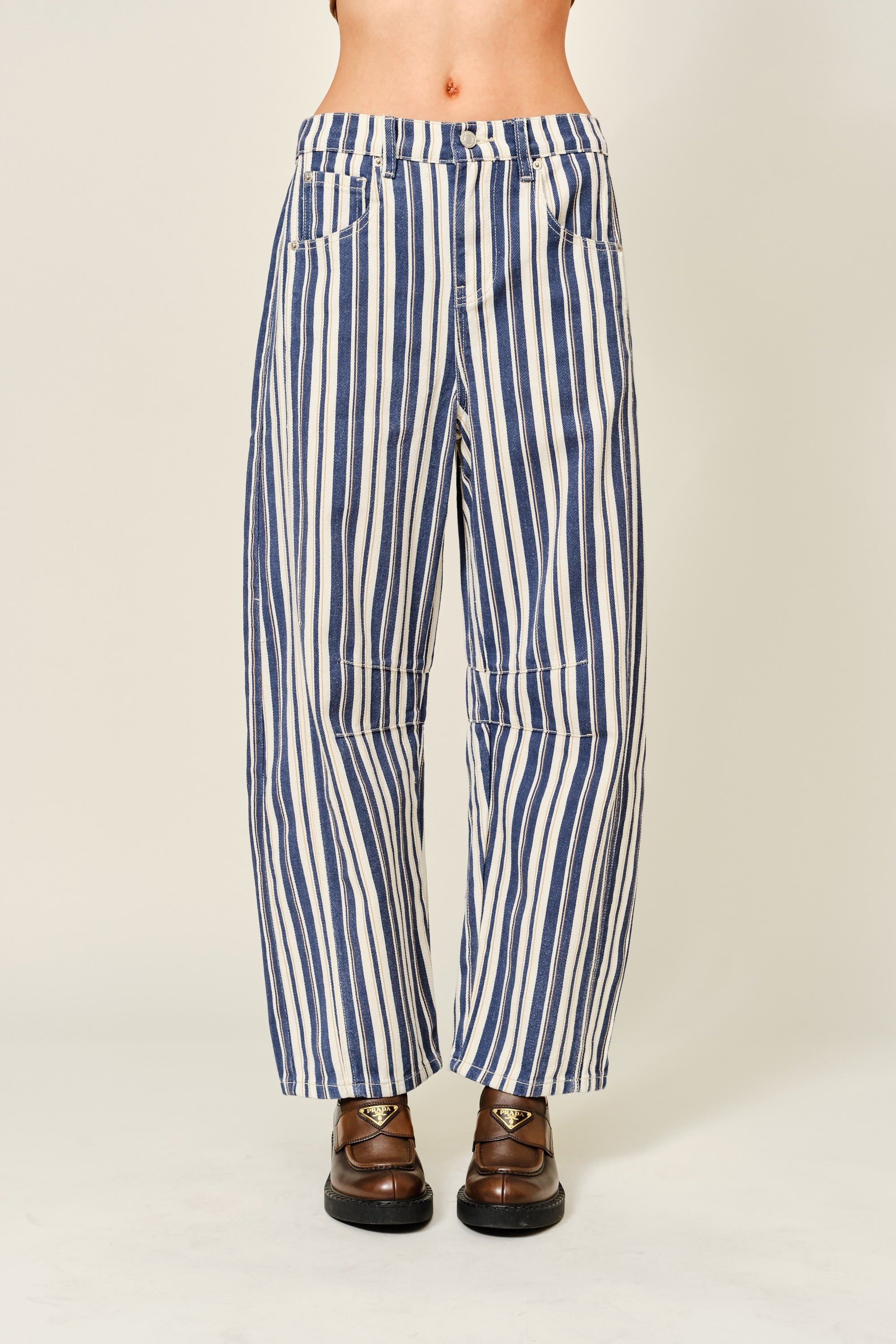 Alex Striped Cotton Barrel Pants