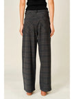 Audrey Classic Plaid Pleated Pants, grey multi-back